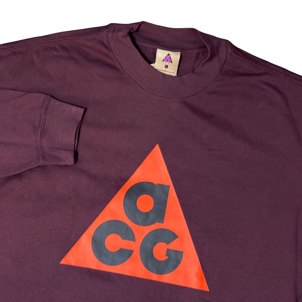 New ACG Sweatshirt Mens Large Burgundy Long Sleeve Graphic Crew Neck